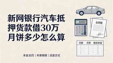 新网银行汽车抵押贷款借30万月供多少怎么算(图1) 新网银行汽车抵押贷款借30万月供多少怎么算.jpg
